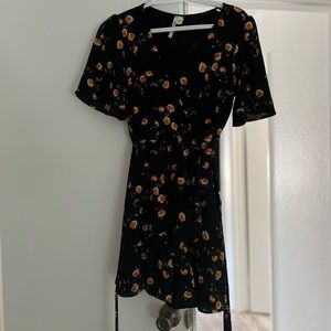 Francesca Black Floral Wrap Dress